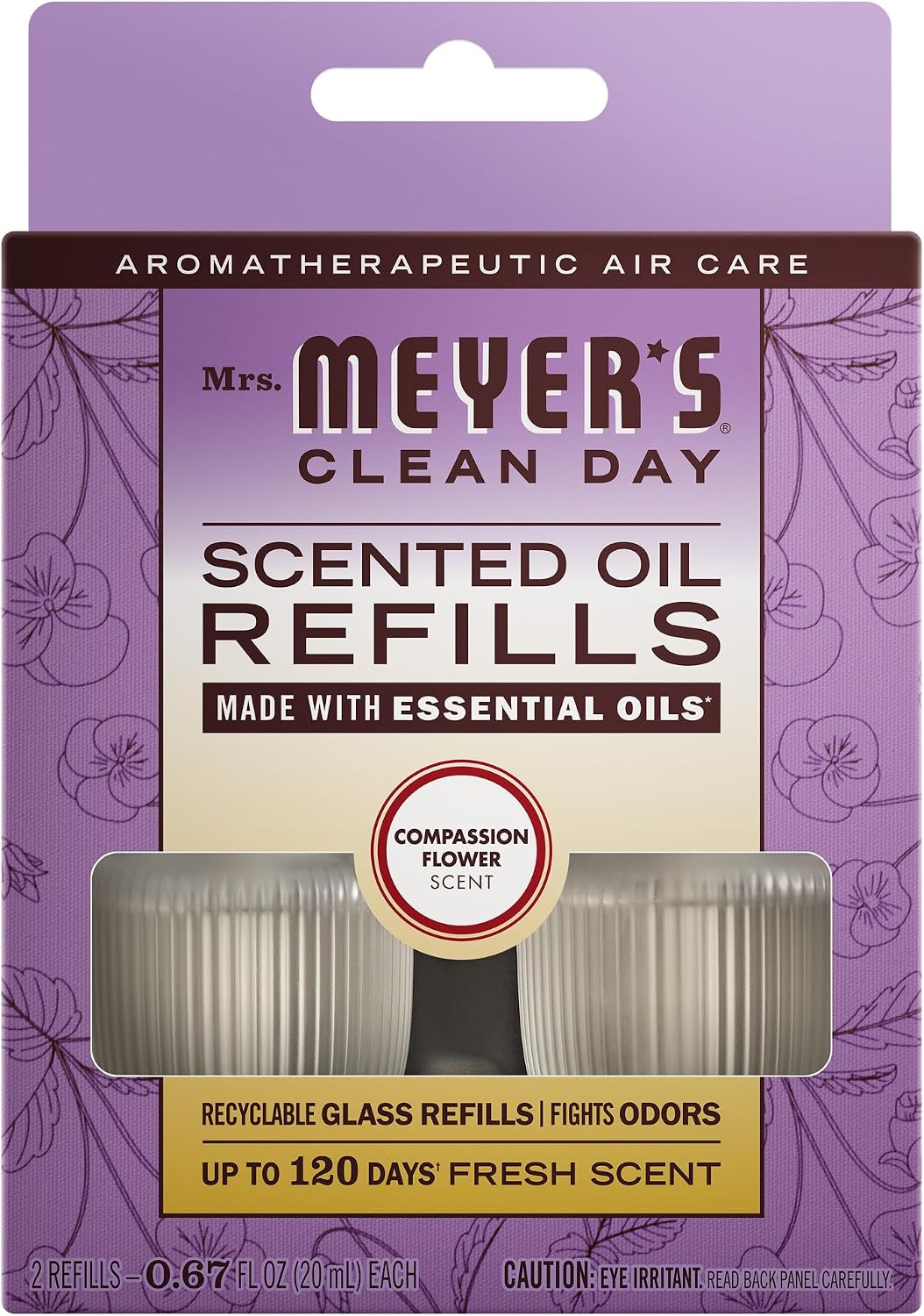 MRS. MEYER'S CLEAN DAY Scented Oil Refills, Compassion Flower, 2 Refills