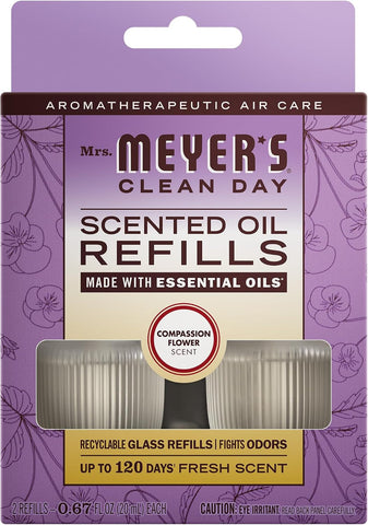 MRS. MEYER'S CLEAN DAY Scented Oil Refills, Compassion Flower, 2 Refills