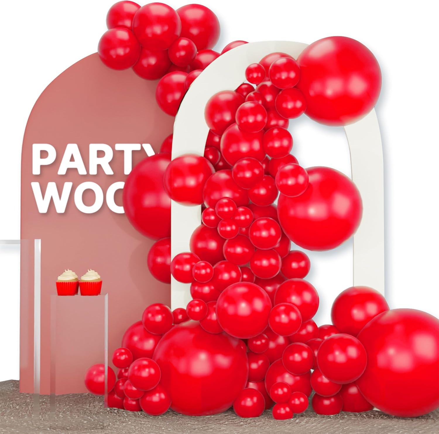 PartyWoo Red Balloons 120pcs Different Sizes of 18 12 10 5 Inch