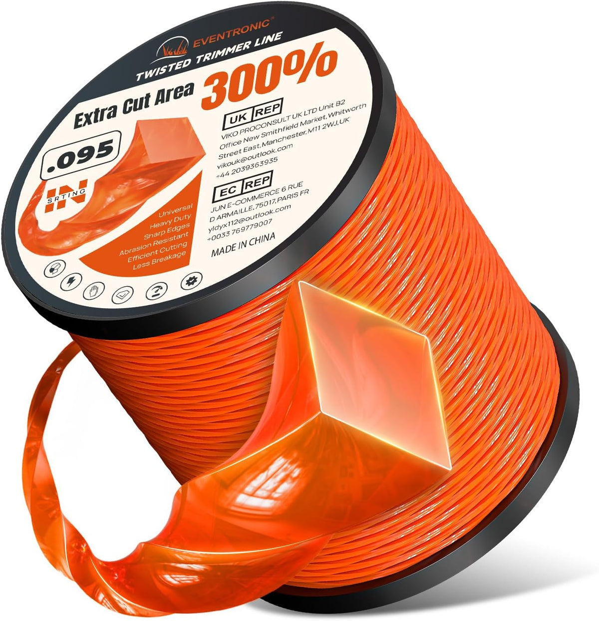 .095" Weed Eater String 1020FT Twisted Square String Trimmer Line