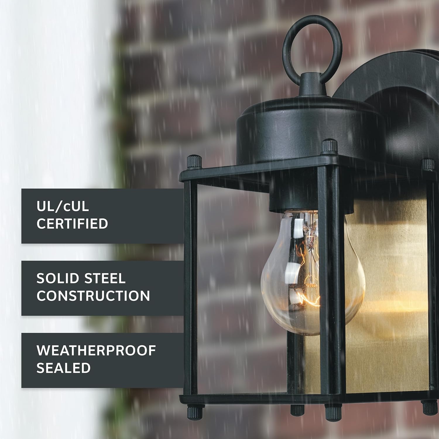 DESIGNERS FOUNTAIN Preston 8 Inch Outdoor Wall Light, Black, 1161-BK