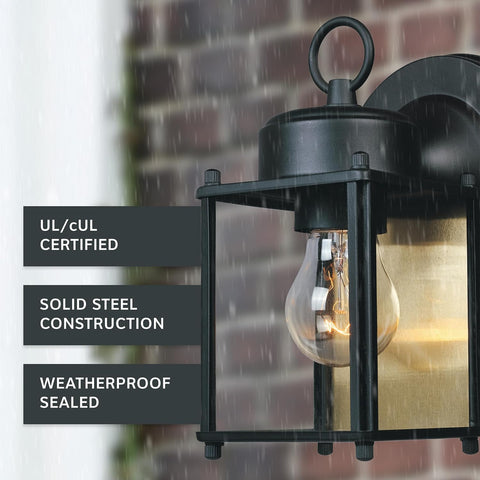 DESIGNERS FOUNTAIN Preston 8 Inch Outdoor Wall Light, Black, 1161-BK