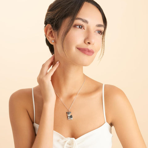 Silver Dog Breed Cubic Zirconia Pendant Necklaces for Women
