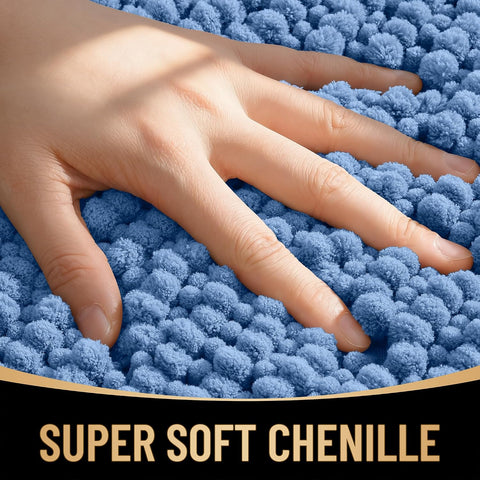 OLANLY Thick Chenille Large Bathroom Rugs Mats 59x35, Cornflower Blue