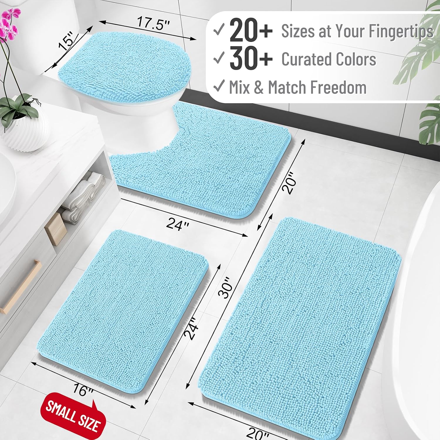 OLANLY Bathroom Rugs 30x20, Extra Soft Absorbent Chenille Bath Rugs