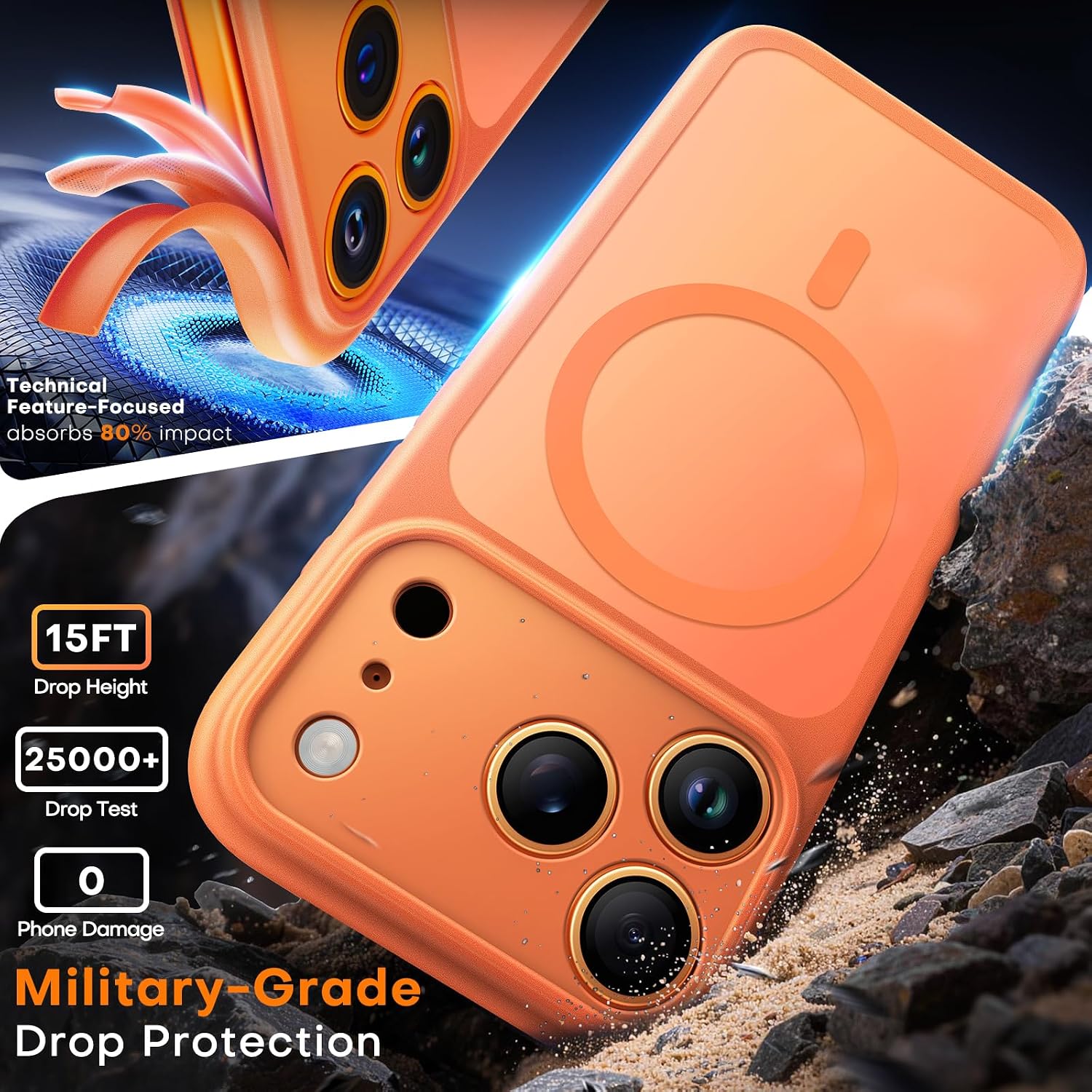 TAURI for iPhone 17 Pro Case, Compatible with MagSafe, Orange