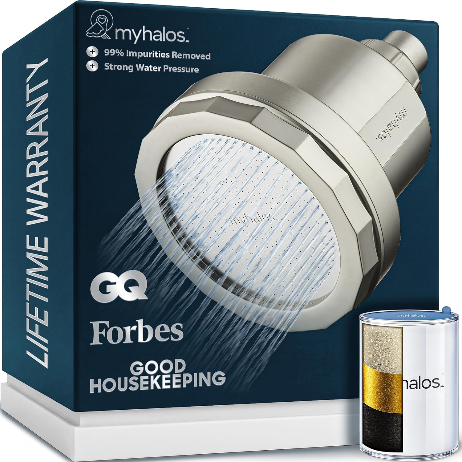 MyHalos® Filtered Shower Head, Shower Head Filter for Hard Water