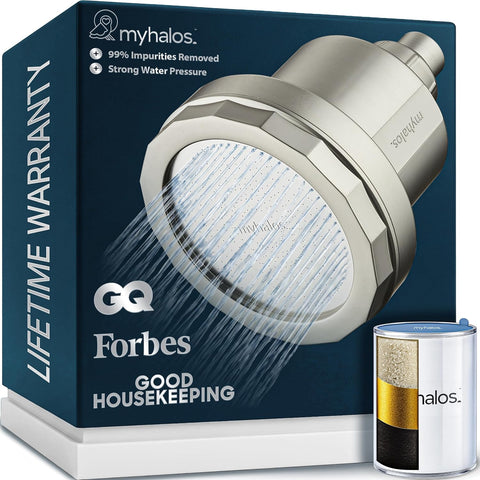 MyHalos® Filtered Shower Head, Shower Head Filter for Hard Water