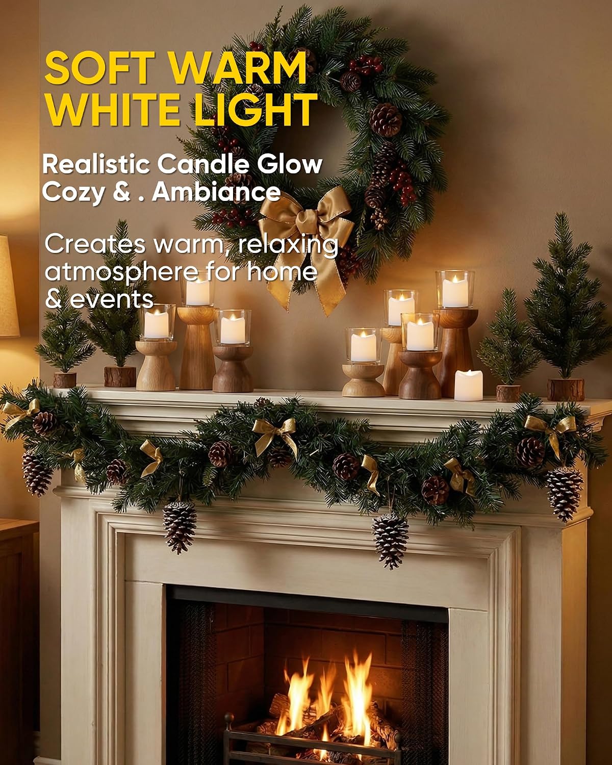 White LED Flameless Votive Tealight Candles, Warm White, 1.5"x1.6", 24 Pack
