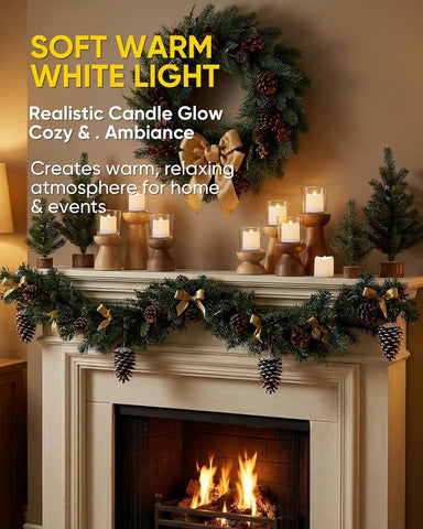 White LED Flameless Votive Tealight Candles, Warm White, 1.5"x1.6", 24 Pack