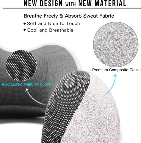 MLVOC Neck Pillow for Traveling, Upgraded 100% Pure Memory Foam Travel Neck Pillow for Airplane Flight Sleep, Breathable & Machine Washable Cover, Travel Kit with 3D Eye Mask, Earplugs & Bag, Grey