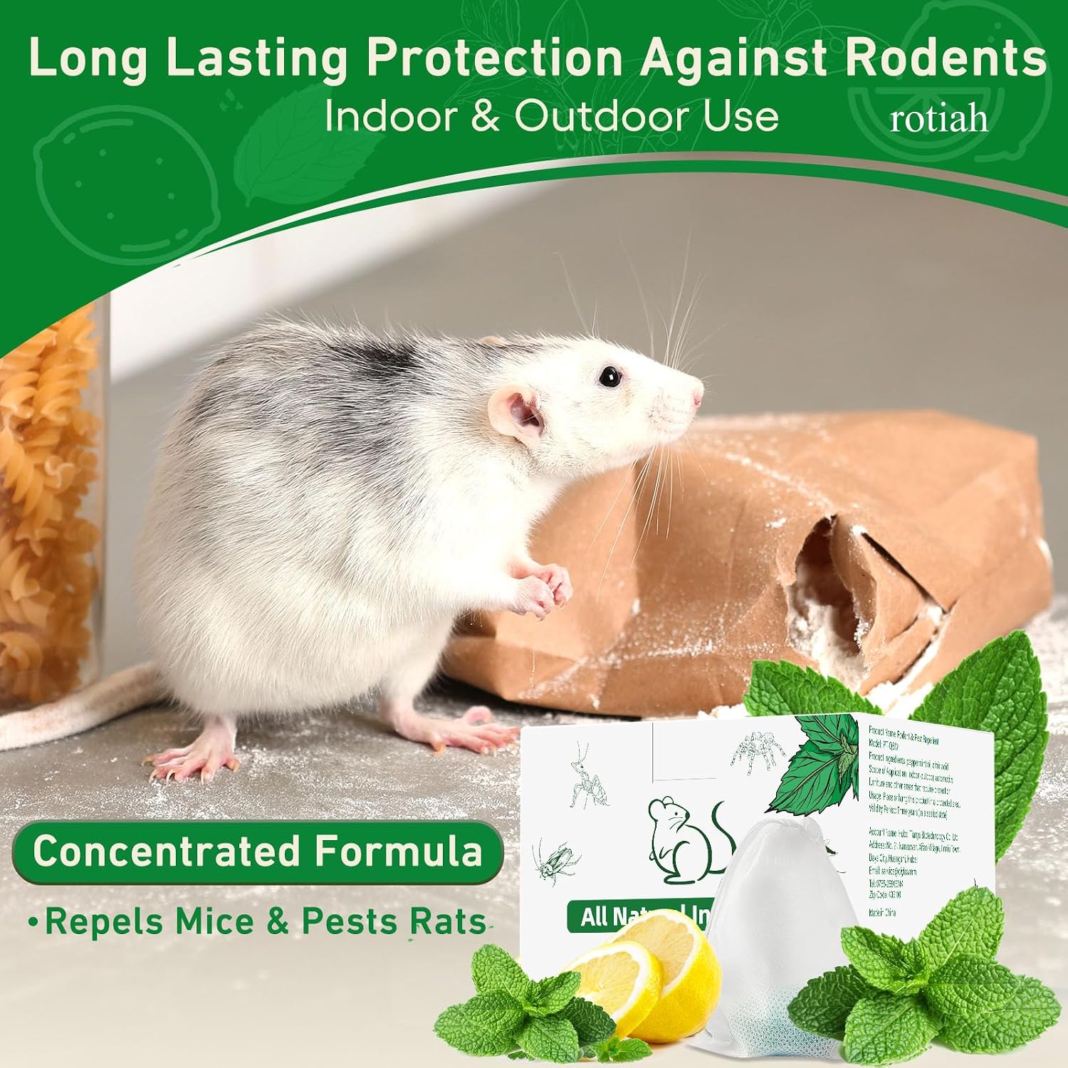 Pest Rodent Repellent, 48 Pack Peppermint Oil Repellent for Mouse Rats Spider Roach Ant Squirrel Pest Control Indoor & Outdoor, Natural Mice Deterrent Replace Trap Poisoning Family & Pet Safe Green
