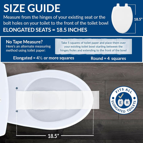 Bemis 170 Durable Plastic Toilet Seat, Elongated, White