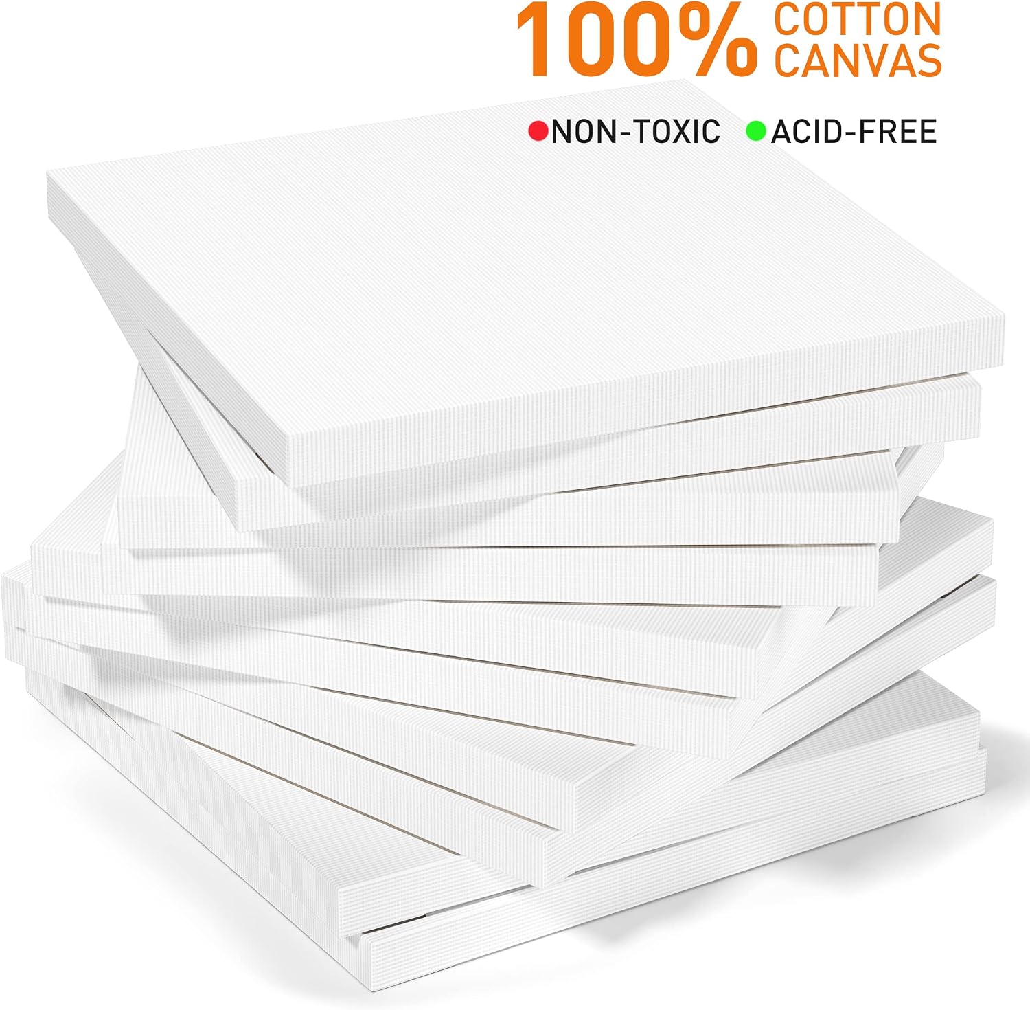 GOTIDEAL Stretched Canvases for Painting, 6x6 Inch Set of 7, Primed White