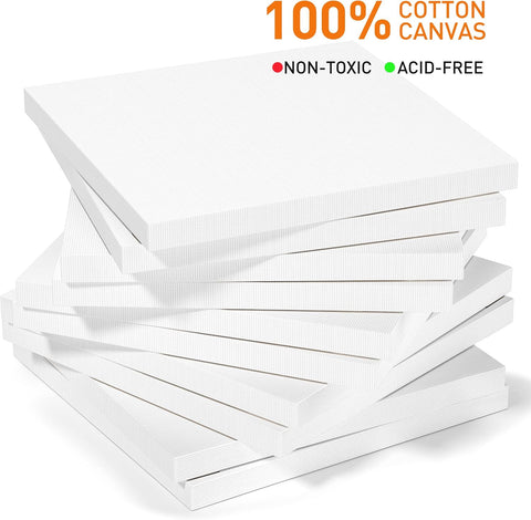 GOTIDEAL Stretched Canvases for Painting, 6x6 Inch Set of 7, Primed White