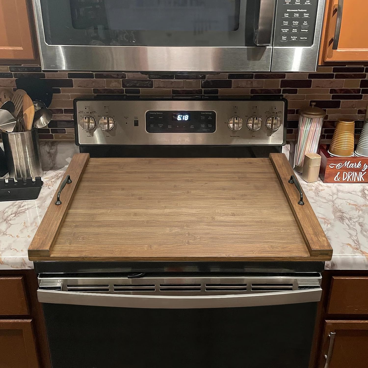 GASHELL Noodle Board Stove Cover with Handles for Electric, Gas Stove Top