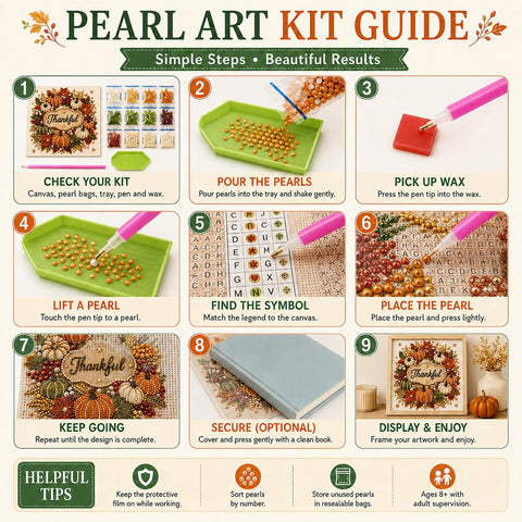 Thanksgiving Pearl Art Kits for Adults, 5D Framed Pearl Diamond Painting