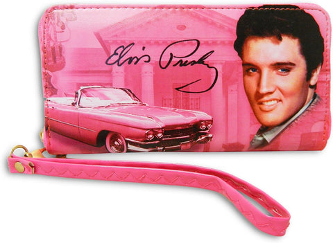 Mid-South Products Elvis Presley Clutch Wallet – Pink With Guitars Design - Officially Licensed Collectible For Elvis Fans - Practical and Wonderful