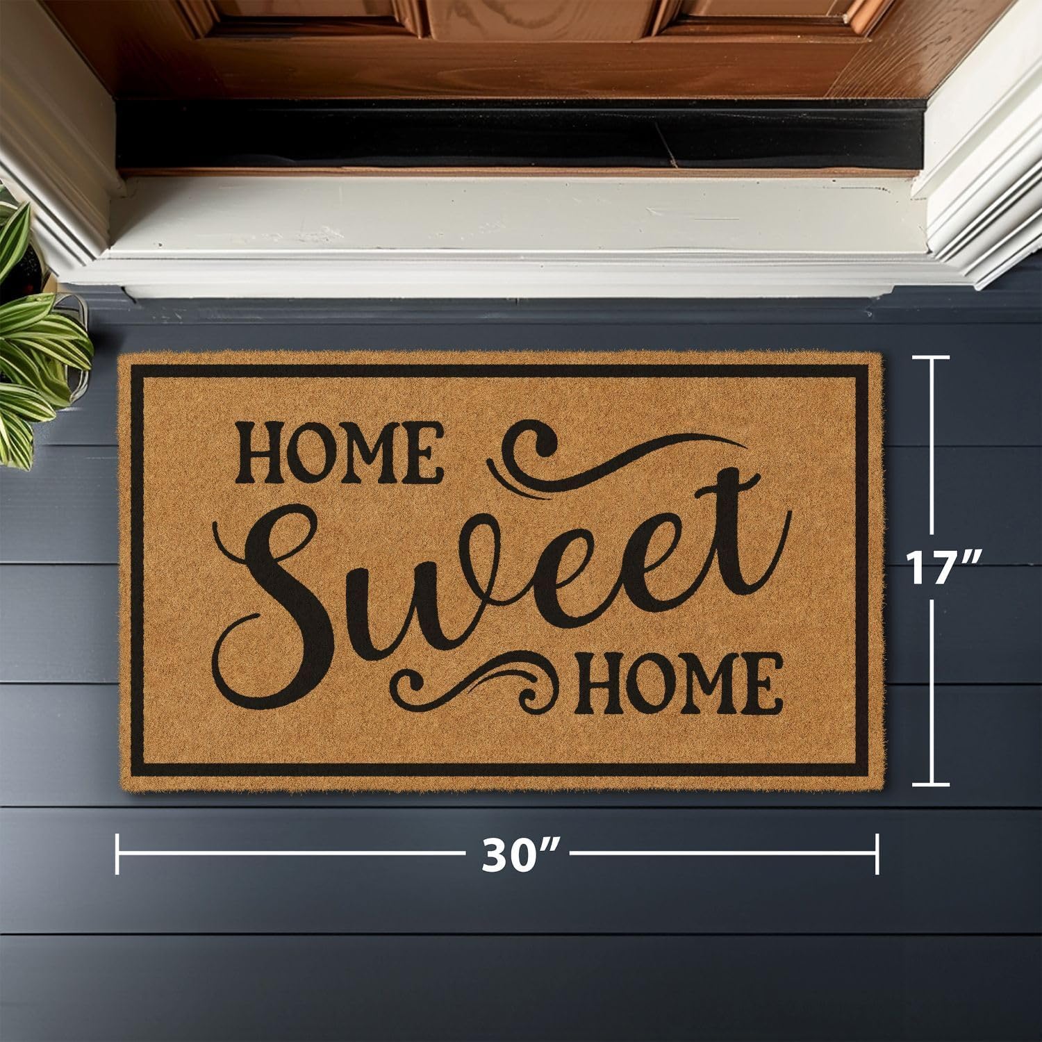 Barnyard Designs Natural Coir Non-Slip Doormat (17x30, Home Sweet Home)