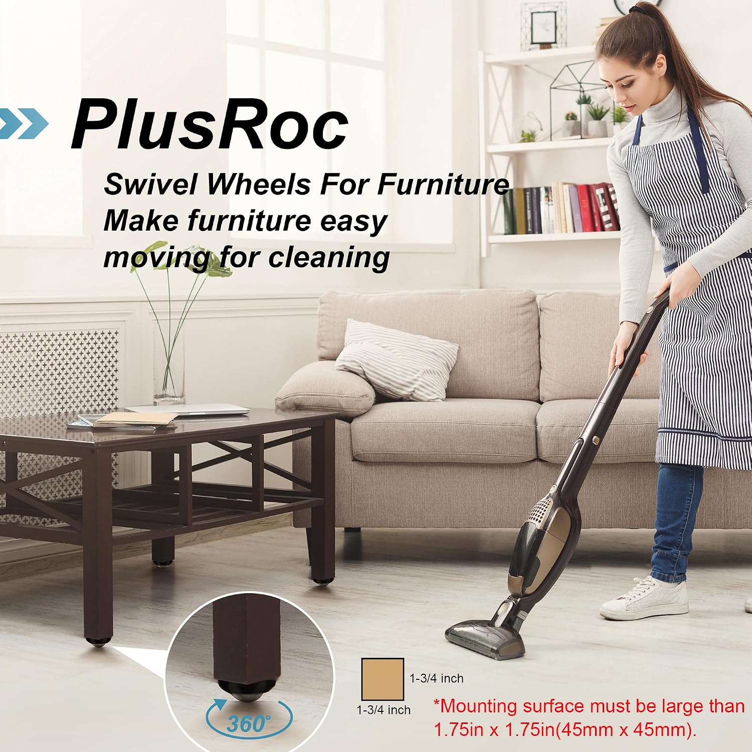 PlusRoc 8 Pack Anti-Rust Wheels for Furniture,Stainless Steel