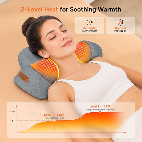 3 in-1 Cordless Neck Massager Pillow with Heat, Vibration & Traction