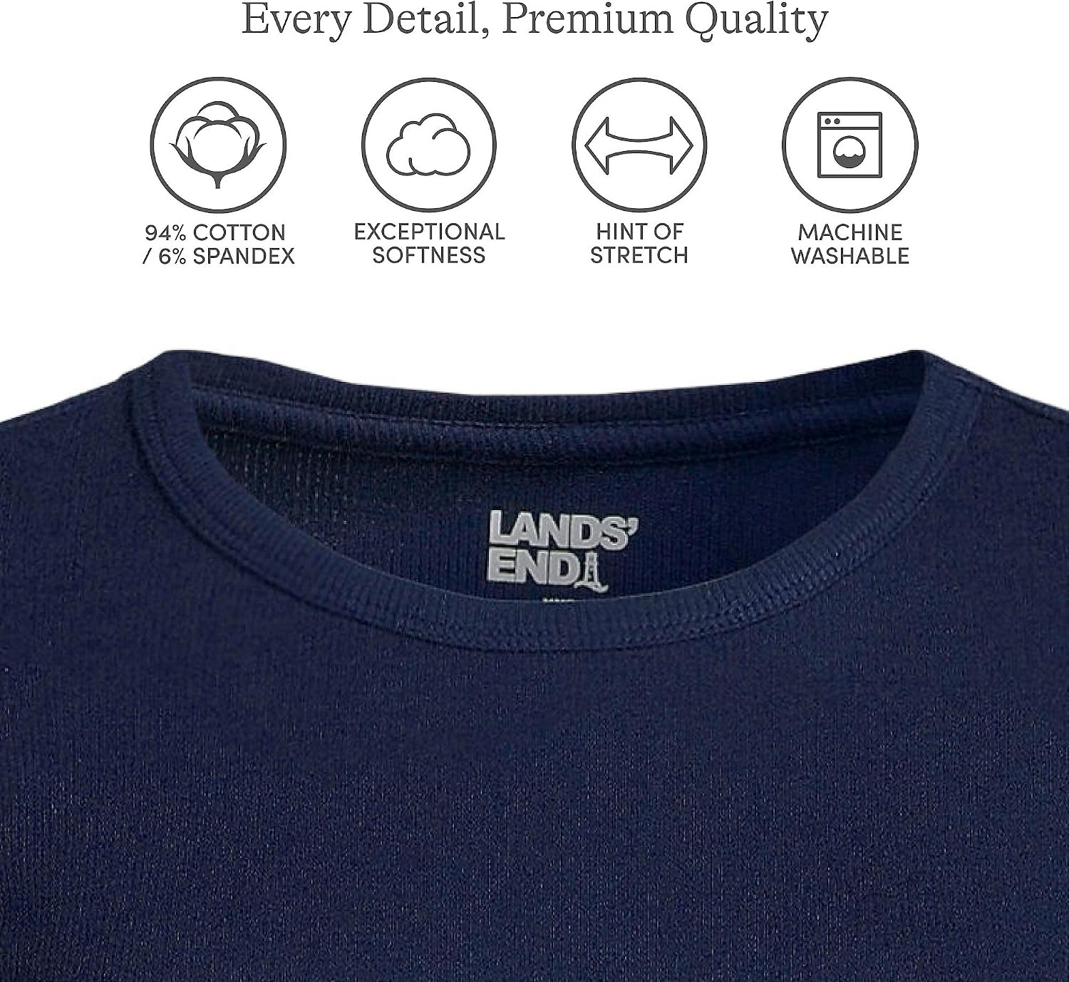 Lands' End Women's Cotton Rib Knit T-Shirt