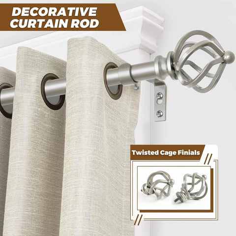 KAMANINA Silver Curtain Rod 32 to 58 Inch, Adjustable Window Treatment Rods