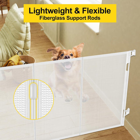 Reinforced 42" Extra Tall Retractable Baby Gates, Extends up to 60" Wide