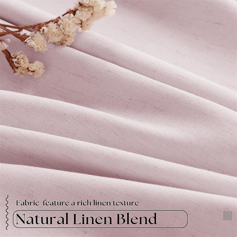 Light Pink Pleated Black Out Linen 45 Inch Curtains with Liner 2 Panels
