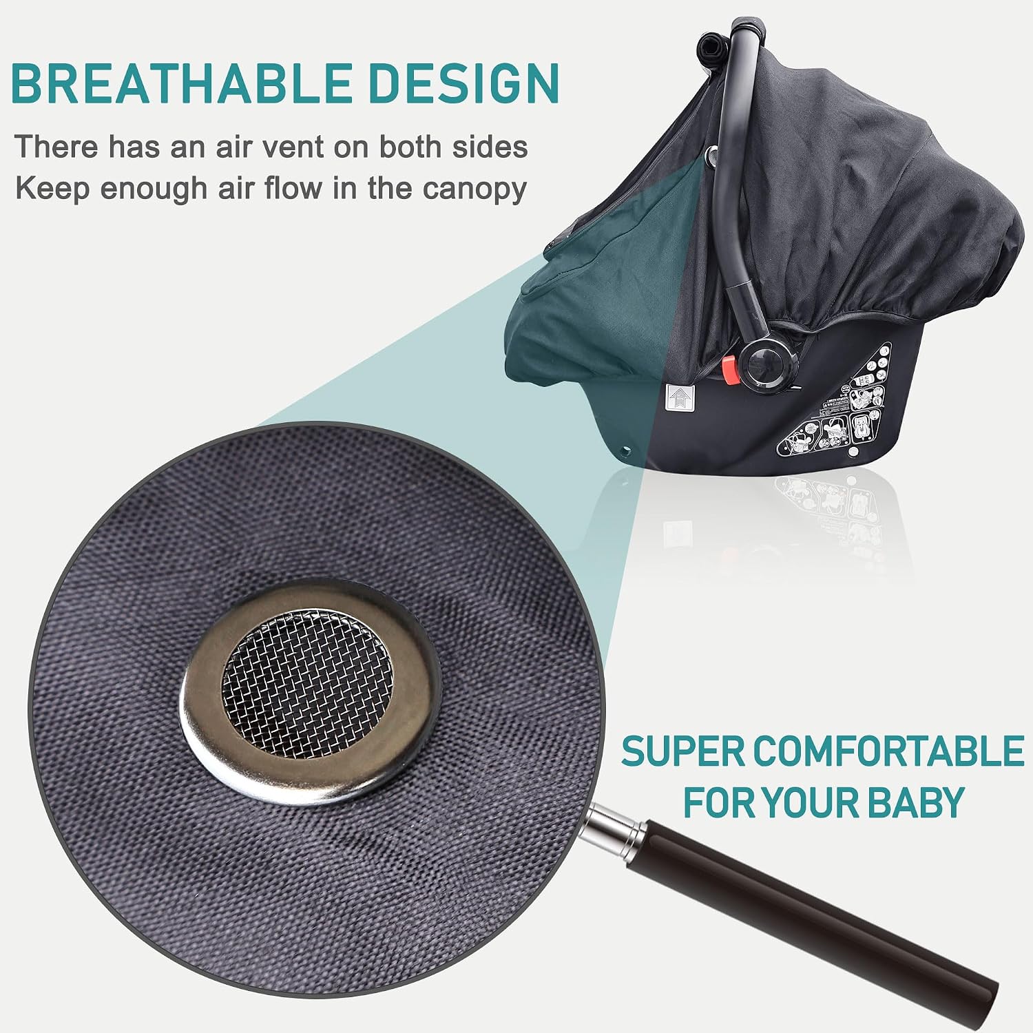 Waterproof Baby Car Seat Cover, Infant Car Seat Cover Canopy for Boy Girls