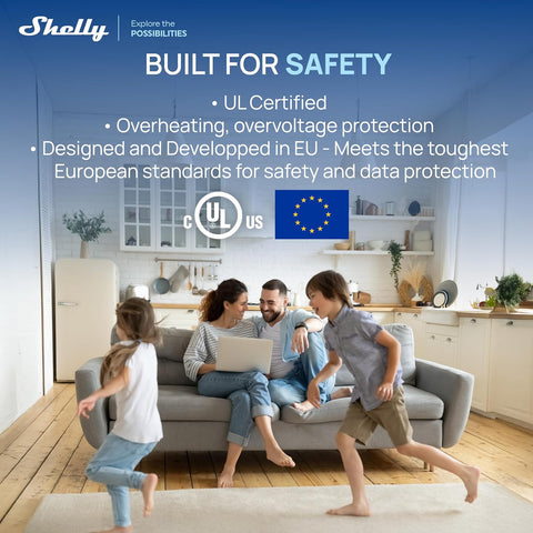 Shelly Smart Plug UL WiFi Bluetooth Zigbee Matter Outlet, US Gen4 White