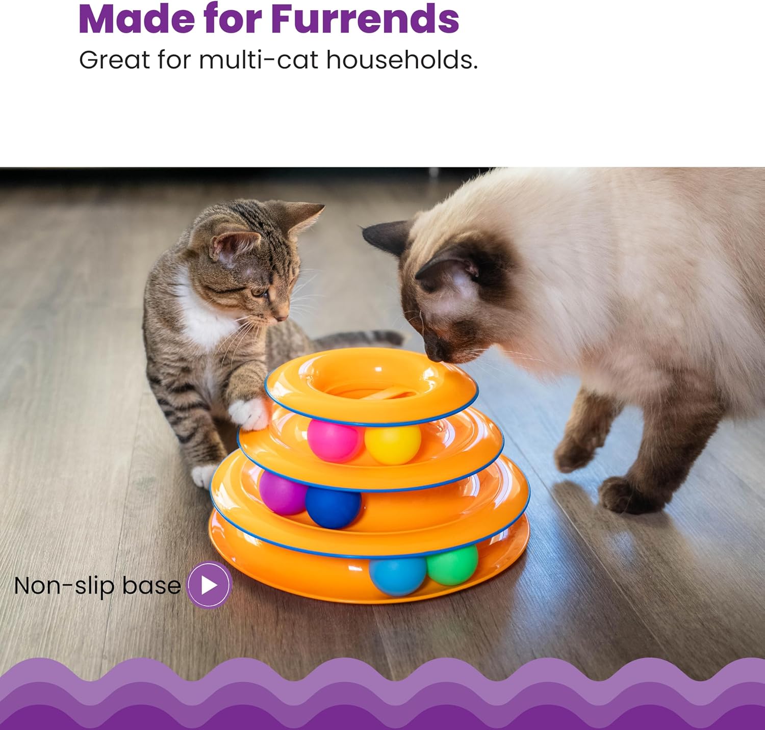 Catstages Tower of Tracks Interactive Cat Toy, 6 Spinning Balls, 10" x 5.3"