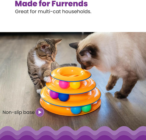 Catstages Tower of Tracks Interactive Cat Toy, 6 Spinning Balls, 10" x 5.3"