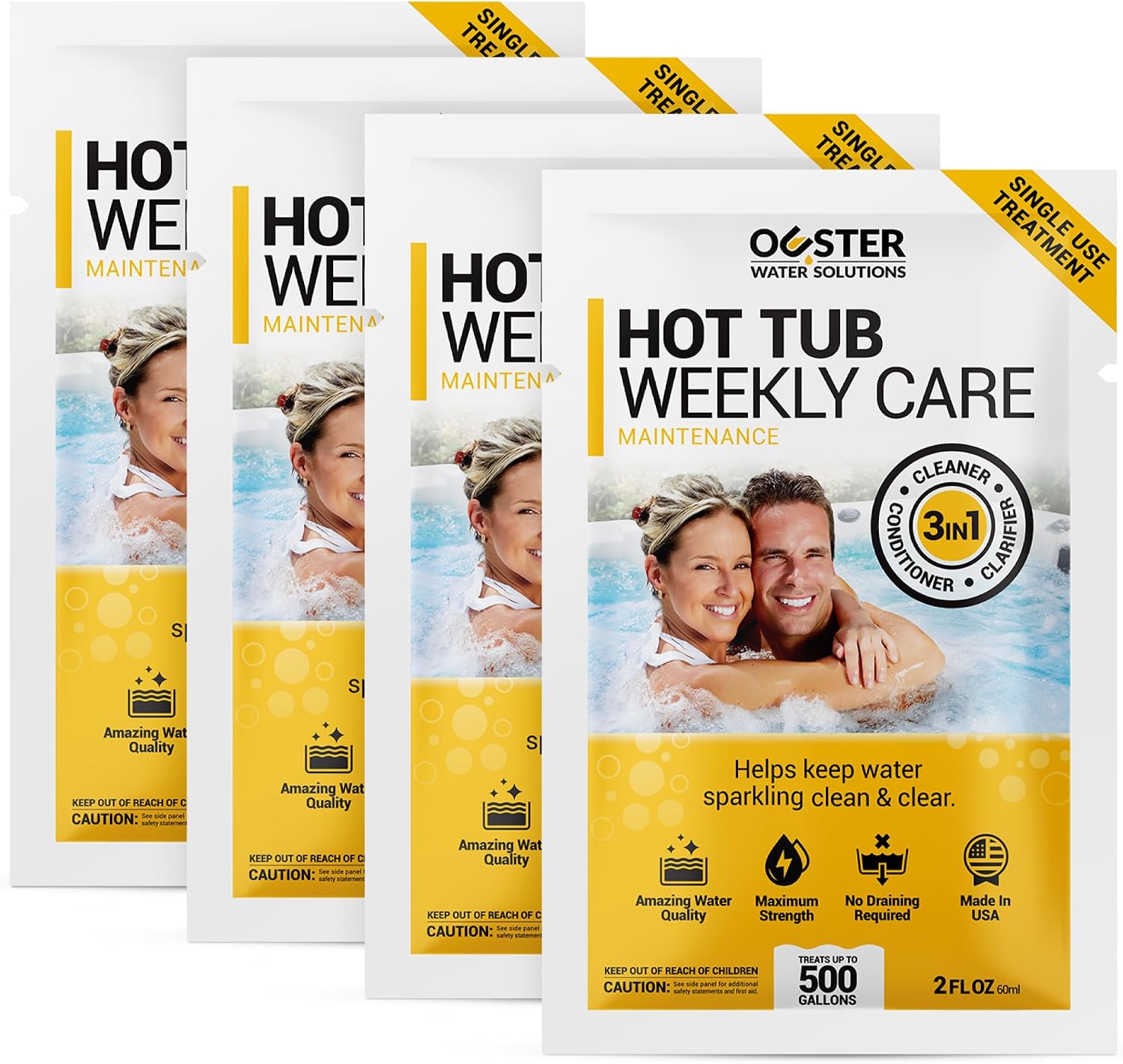 Ouster Hot Tub Weekly Care - 3in1 Cleaner, Clarifier & Conditioner (4-Week)