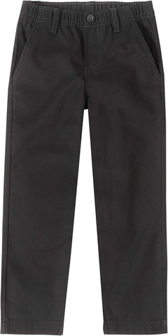 Nautica Boys School Uniform Twill Khaki Pants, Flat Front & Elasticized Waistband, Zipper Closure With Faux Button