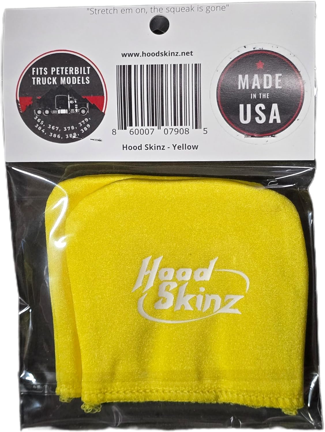 Yellow Single Pair - Low-friction sleeve, handcrafted in the USA to fit the upper hood supports of your Peterbilt 365, 367, 378, 379, 384, 386, 388, and 389 models.