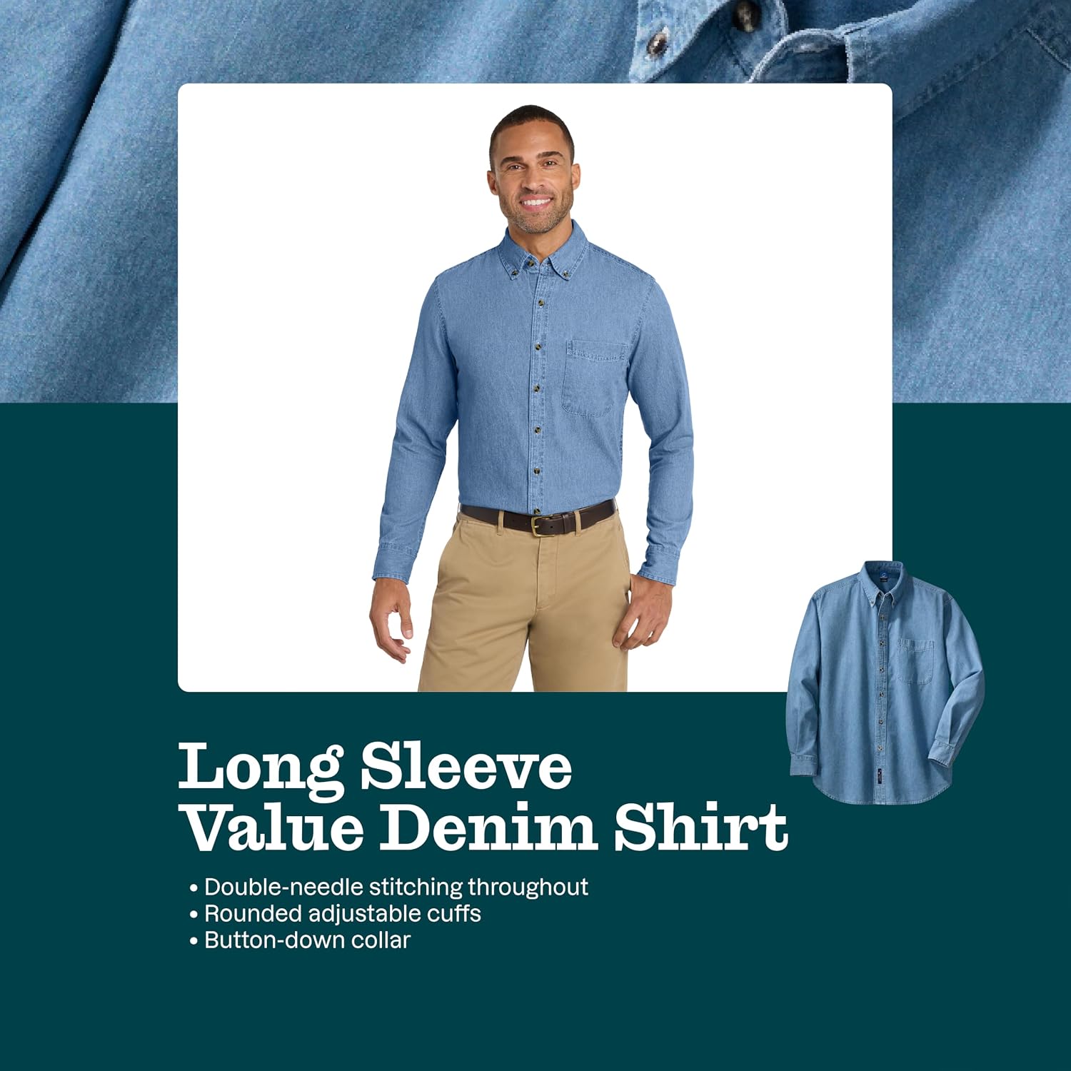 Port & Company Long Sleeve Value Denim Shirt-SP10