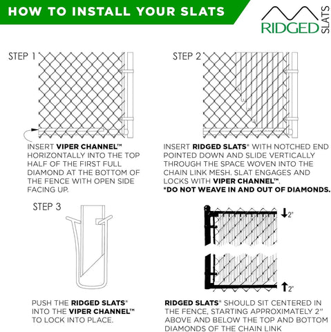 Proudly Made in The USA! - Ridged Slat Single Wall Bottom Locking Slat Depot Privacy Slat for 3', 4', 5', 6', 7' and 8' Chain Link Fence (6ft, White)