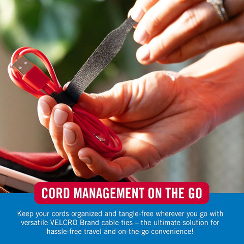 VELCRO Brand Reusable Cable Ties, Cord Management, 6in, Black, 100 Pack