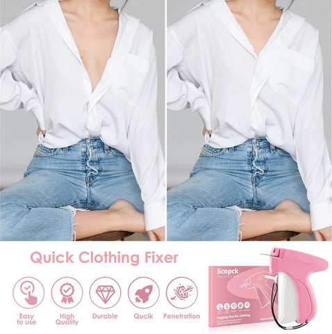 Stitch Gun for Clothes - Handheld Stitch Gun Quick Clothing Fixer - Tagging Gun - Includes 6 Needle, 1000 Black Fasteners & 1000 White Fasteners