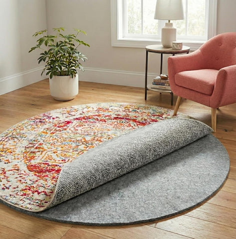 Rugs.com - 9' 10" Round Everyday Performance Rug Pad 1/4" Thick Felt & Non-Slip Backing Perfect for Any Flooring Surface