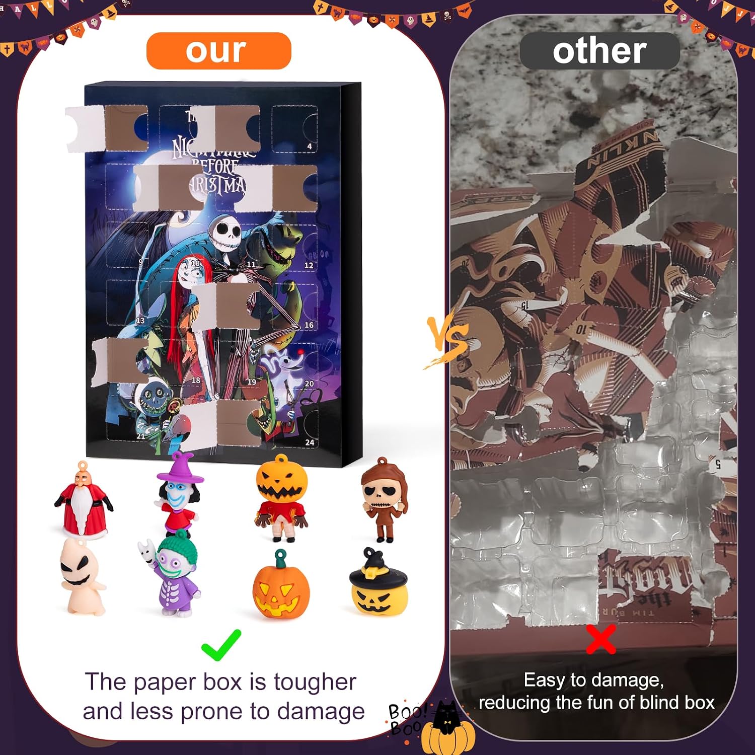 Nightmare Be Christmas Advent Calendar,Halloween Advent Calendar 2026,with 24 Collectible for Kids Adult Boys Girls,Halloween Calendar Countdown Box Halloween Gifts