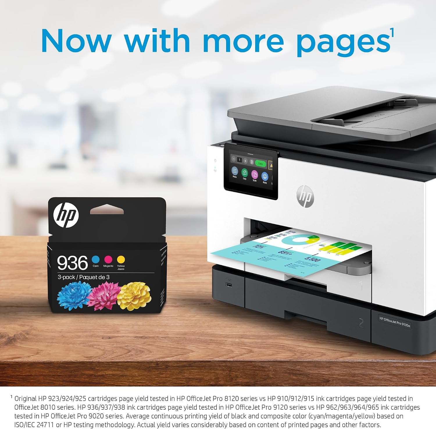 HP 936 Cyan, Magenta, Yellow Ink Cartridges (3-Pack) | Works with OfficeJet 9120, Pro 9110, 9120, 9130, Wide Format 9730 | Eligible for Instant Ink | 6C3Z3LN