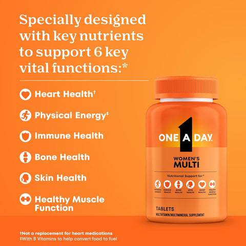 One A Day Multivitamin for Women- Daily Vitamins for Woman with Biotin, Calcium, Folic Acid, Iron & Zinc, Complete Women’s Vitamins, 200 Ct (Packaging May Vary)
