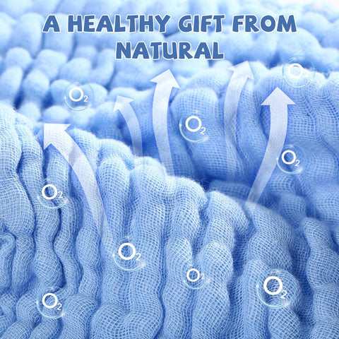 MUKIN Baby Washcloths - Soft Face Cloths for Newborn, Absorbent Bath Wipes, Burp Cloths or Towels, Baby Registry as Shower. Pack of 6-12x12 inches (Blue)
