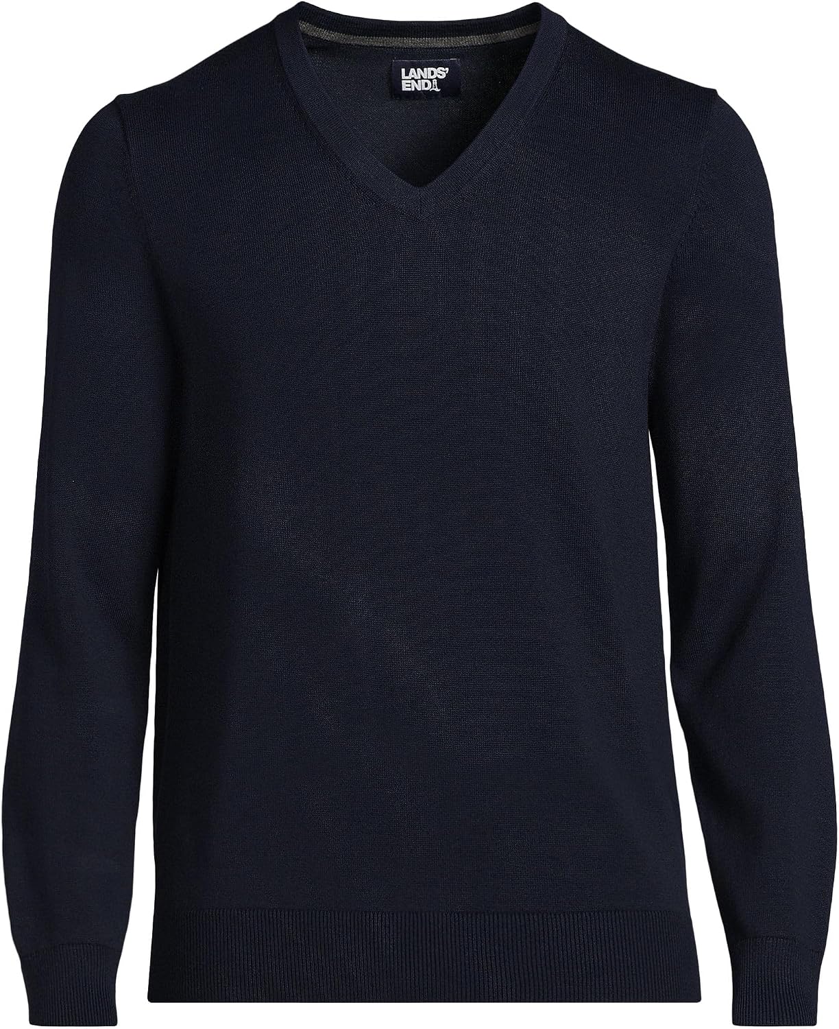 Lands' End Men's Fine Gauge Cotton V Neck Sweater