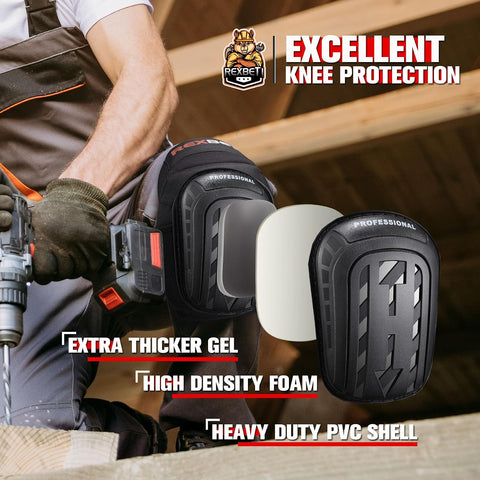 REXBETI Knee Pads for Men, Anti-slip Construction Gel Knee Pads for Work