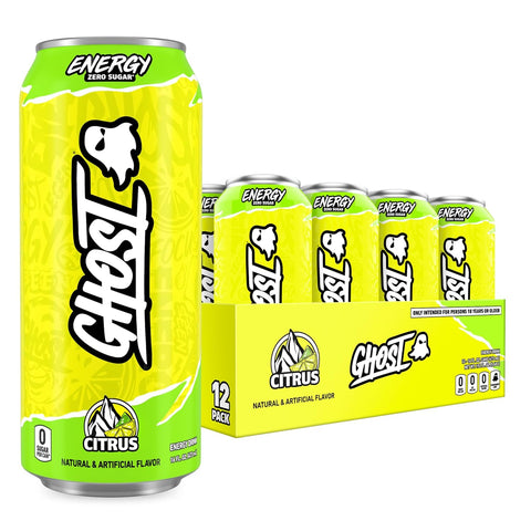GHOST Energy Drink, Zero Sugars, 12-Pack, Citrus - 200MG Caffeine, 16oz