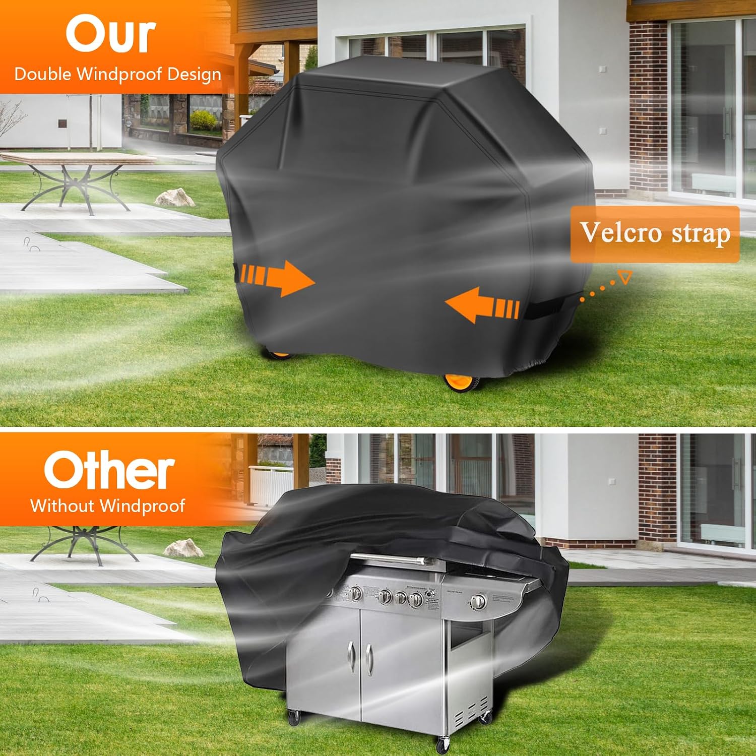 Aoretic Grill Cover, 55 inch BBQ Gas Grill Cover for Outdoor Grill, Grill Cover Barbecue Waterproof, Anti-UV for Weber Char-Broil Monument Nexgrill Spun Charbroil