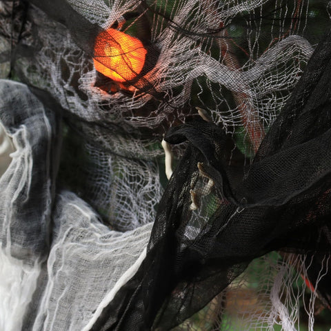 400" x 85" Halloween Black Creepy Cloth, Large Size Spooky Gauze Fabric, Halloween Scary Decoration for Haunted Houses Party Supplies Indoor Outdoor-Black 400" x 85"